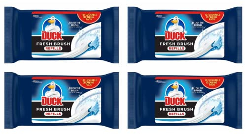 4X Duck Fresh Brush Refills (4 Packs, 48 Flushable Cleaning Pads)- Biodegradable- Duck Toilet Bowl Cleaner