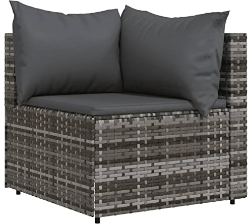 Tidyard Garten-Ecksofas mit Anthrazit Kissen Gartensofa Gartenmöbel Outdoor-Möbel-Sofa Palettenmöbel Lounge Sofa Eckteil Garten-Paletten-Ecksofa Palettensofa 63 x 63 x 57,5 cm (B x T x H) PE-Rattan