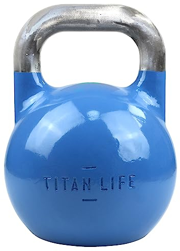 TITAN LIFE PRO Kettlebell Steel Competition 12kg. Blau. Professionelle Kugelhantel. Wettkampfeinsatz. Große Bodenfläche. Legierter Stahl