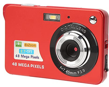 4K Digital Camera, 48MP 2.7 Inch LCD Portable Point and Shoot Digital Camera with Anti Shake, 8X Zoom for Photography and Video and YouTube Vlogging Red