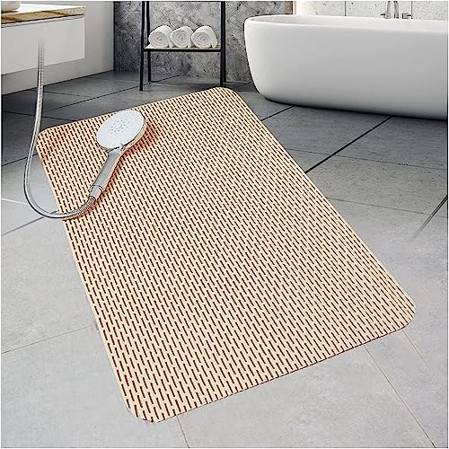 Bodenmatte Saunaläufer Duschmatte, Wasserdicht PVC Fußbodenteppich, Schnelle Entwässerung Nassbereich Teppich, for Schwimmbad Balkon Autowäsche, Abgeschnitten (90 * 180cm, Beige)