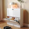 VOWNER Zapatero 2 Puertas, Zapatero Estrecho, Entrada Recibidor, 80 x 24 x 80 cm (Largo x Ancho x Alto), Madera, para Entrada Estrecha, Pasillo (Blanco)