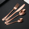 Individuell graviertes Besteck, individuelles Geschirrset mit Geschenkbox, personalisierter Schriftzug, Namensgabel/Messer/Löffel, Edelstahlbesteck (Roségold)
