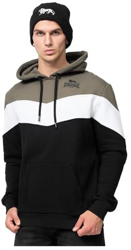Lonsdale Herren Kapuzensweatshirt Normale Passform MOYROUKAN Olive/Black/White XL, 117466