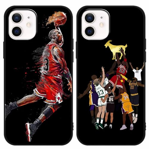 [2 Stück] Hülle für iPhone 12/12 Pro Hülle 6,1,Sport Star 23 24 Basketball Design Schwarz TPU Silikon Stoßfeste Schützen Schutzhülle, Anti-Rutsch Karikatur Handyhülle mit Boy Cool Mode Case,03