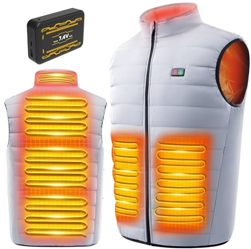 LABEWVI Beheizbare Weste, Heizweste für Damen Herren, Beheizte Jacke, Heizjacke mit 25000mAh Powerbank, 7.4V Wärmejacke mit 3 Einstellbar Temperatur, 6 Heizzone