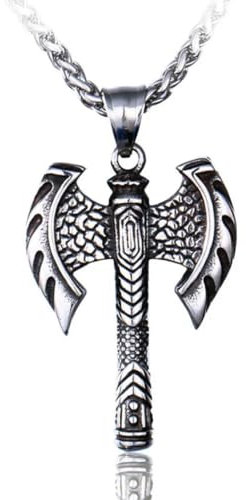 Vintage Viking Double Headed Axe Pendant Necklace Nordic Viking Necklace Men Friendship Jewelry Gift