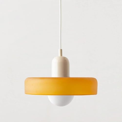Hertl Lustre en verre orange Lampe suspendue de ferme nordique Luminaire de plafond de café vintage for îlot de cuisine Salle à manger Chambre Couloir Bar Salon Lampe suspendue (Color : Orange+beige