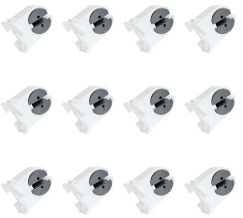 SQXBK Lot de 12 Douilles Lampe Fluorescentes Non Shunt de Type Long Tube Cache Ampoule Utilisation Câblage T5 Blanc 2,8 x 2,9 cm pour Grille et Support