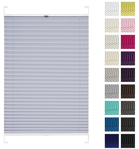 Rettika Plissee mit Bohren, Breite: 80 cm, Höhe: 120 cm, Taubengrau, Fensterrollo Sonnenschutz, Plisseerollo innen, Rollo für Fenster mit Bohren