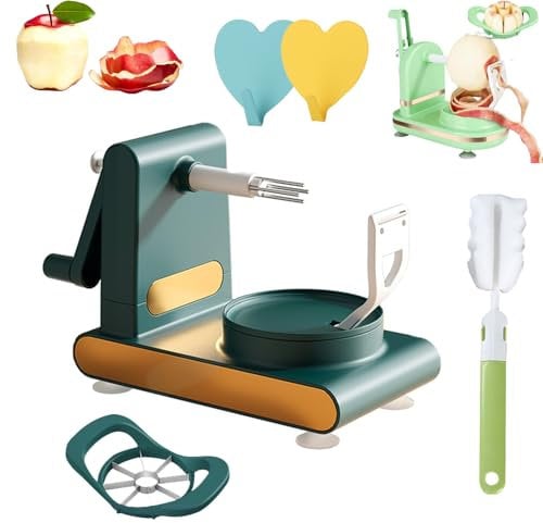 Multi-Fruit Peeler 2.0, Home Essentials Multi-Fruit Peeler 2.0, 3 in 1 Rotary Round Vegetable Fruit Peeler Tool, Multi Fruit Peeler with Fruit Divider Set, Apple Peeler and Corer (Green)