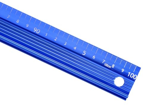 Kozelo aluminiumlegering 100 cm precisionslinjal – blå, 1 mm, 35 mm bredd, 12,5 mm tjocklek, kontorsanvändning
