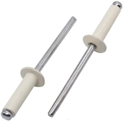 SKIR'CO Lot de 50 rivets aveugles peints 4,0 x 10 mm en aluminium DIN 7337 Tête bombée Mandrin en acier Rivets Pop Rivets (blanc pur RAL 9010)