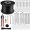 Kaloloary Kit Cuerda Alambre Jardín,Cable Acero Inoxidable Recubierto PVC 120 m, tensores cerca 2 mm, Tensor Alambre, Alambre Jardín Resistente Plantas Trepadoras, Alambre Cuadros cercas