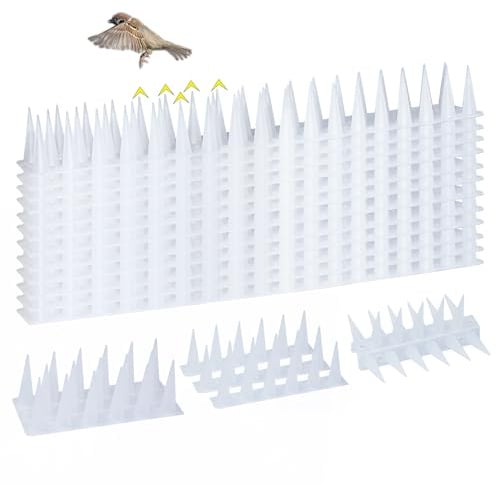 KOKMEYA Dissuasori Piccioni Plastica (4m, 12 pz, Trasparente) - Kit con 24 Viti & 24 Fascette - Per Balcone, Grondaia & Ringhiera - Contro Gabbiani & Gatti