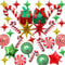 Weihnachts Luftballons Set, 34 Stk Rot Grün Gold Weihnachten Deko Süßigkeiten Zuckerstangen Geschenkbox Explosion Stern Folienballon, Weihnachtsdeko Helium Ballon für Kinder Christmas Party Dekoration