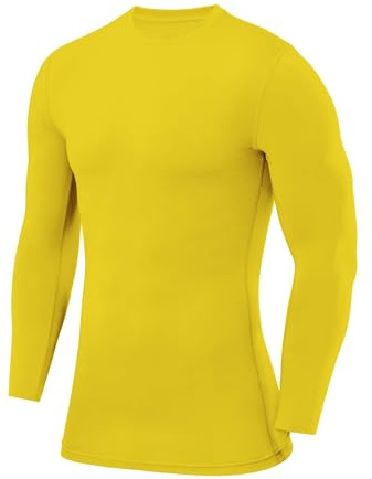 PowerLayer Compression Tops for Men Base Layers Men's Running Top Thermal Shirt - Sonic Yellow, L
