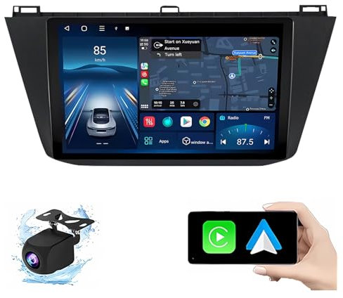 Android 14 Autoradio per VW Tiguan 2017-2019 9 Pollici Stereo Auto Radio Doppio DIN con CarPlay/Android Auto GPS USB Bluetooth WiFi FM Comandi al Volante Touchscreen(P3(2G+32G))