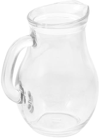IMIKEYA Glass Milk Jug 250ml Cream Pitcher with Diversion Port for Restaurant Home
