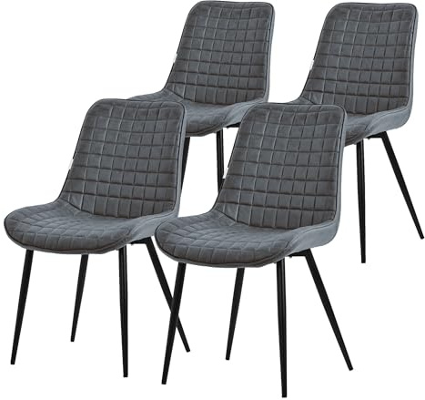 ML-Design Esszimmerstühle 4er Set Anthrazit, Sitzfläche aus Kunstleder, Stahlgestell schwarz, Küchenstühle mit Rückenlehne, Wohnzimmerstühle, Polsterstühle für Esszimmer Küche Büro, Gepolsterte Sessel