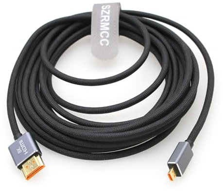 SZRMCC Câble tressé 8K 2.1 Micro HDMI vers HDMI haut débit 4K @ 120 Hz 2.1 pour Hero 7 Raspberry Pi4 S-Ony A6400 A6000 A7III Nikon B500 Yoga 3 (Micro HDMI droit, 2 m)