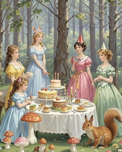 paysage Kit de peinture à l'huile numérique,L'heure du thé entre filles,Kit de Peinture à l'huile sur Toile Bricolage avec pinceaux et peintures,40x50cm sans cadre
