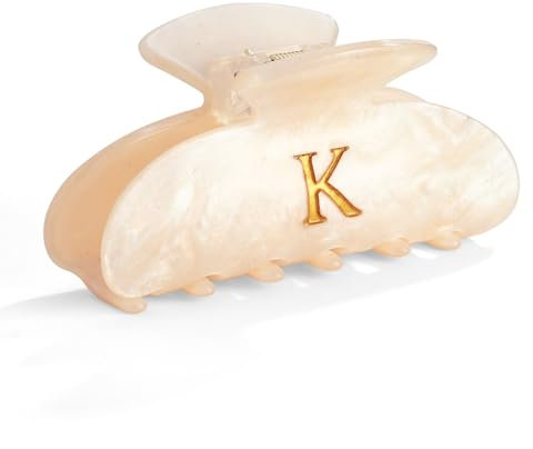 LILIE&WHITE Damen Haarklammer mit Buchstaben K – Hochwertige, Antiallergische Haarspange, Nicht Verblasst, Geschenkidee für Frauen, Elegante Haarschmuck für Jeden Anlass