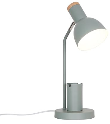 Nordlux Devone Tischleuchte Staubgrün – Flexibler Leuchtenkopf, E27-Sockel, 150 cm Kabel, IP20 – Ideal für Schreibtisch, Kinderzimmer oder Nachttisch​