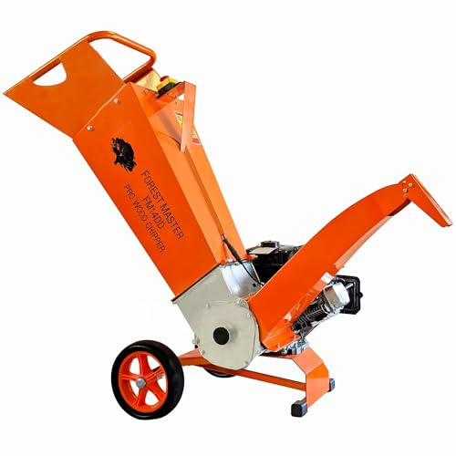 Forest Master FM14DD Broyeur à bois professionnel avec kit d'accessoire de broyeur – Moteur essence 14 ch, démarreur électrique, broie jusqu'à 100 mm (4 pouces), lames réversibles, entraînement direct