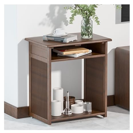 Linmeas-753 Kehrmaschine Organizer Wohnzimmer Sofa Seite Kehrmaschine Roboter Regal Wasser Dispenser Rack Luftreiniger Lagerung Schrank Fisch Tank Regal(Walnut,Klein)