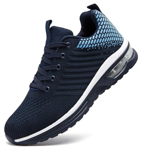 ASOCO DREAM Running Shoes Men's Trainers Athletic Sneakers Lightweight Breathable Walking Sports Tennis Shoes,Dark Blue,8 UK