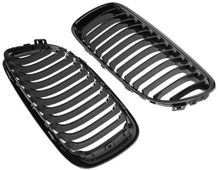 Sport KüHlergrill,KüHlergrill Schwarz Niere Kühlergrill Passend für BMW E90 3-Serie E91 LCI 323i 325i 328i 330i 335i 2008-2011 4DR Glanz Schwarz Dual Line ABS