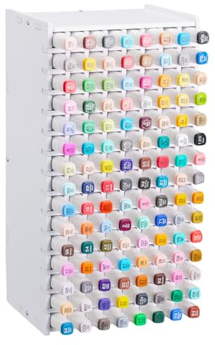 Kryndle Marker Storage, Pen Organiser for 120 Markers, Adjustable Dividers | Upright Storage Saves Space, Ideal for Artists, Home Study, Art Classrooms and Office Users