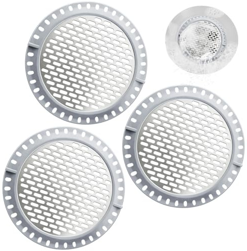 Ensemble de 3 crépines en Acier Inoxydable, crépine perforée pour évier, Douche et Baignoire (13 cm, Argent)