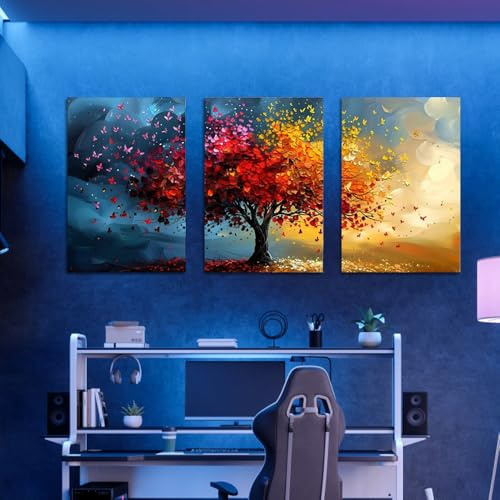 KiKiHong Set 3 Framed Canvas Wall Art,Tree of Life Modern Abstract Print | Wall Art for Living Room,Bedroom, Hallway, Stairs Wall Decor, 12x16(30x40cm)