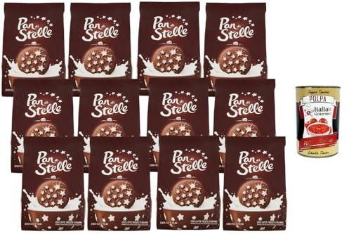 Italian Gourmet Kakao-Kekse mit Sternendekor 12×350g – Italienische Frühstückskekse Großpack Familienvorrat + Italian Gourmet Polpa