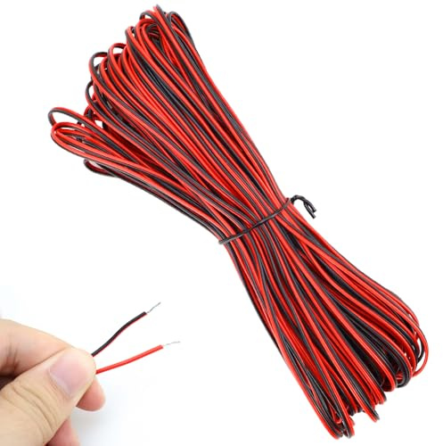 Cable eléctrico de 22 AWG, 20 metros, de 2 hilos, flexible, de cobre estañado; cable para timbres, cable para lámparas, ideal para bricolaje, aviones teledirigidos, lámparas y electrodomésticos