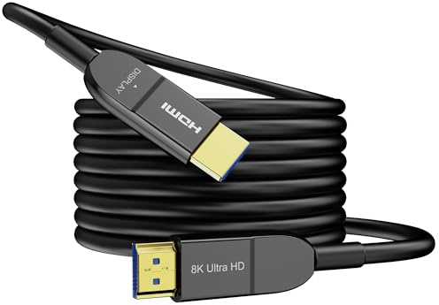 Anehmeta Cable HDMI de fibra óptica 8K, 15 metros, largo activo HDMI 2.1, 48 Gbps, ultra alta velocidad, 8 K @ 60 Hz, 4 K @ 120 Hz, HDR10 eARC 3D HDCP 2.3, compatible con portátil, monitor, PS5, PS4