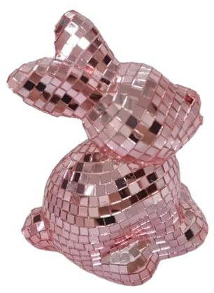 JISADER Osterhasenfigur, Kreative Und Stimmungsvolle Osterdekoration, Disco Hasenstatue für Landhausmöbel, Büro Oder Schlafzimmer, Rosa, Style A