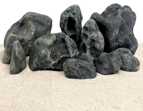 AquaOne Aquariumsteine Hakkai Stein I Natursteine 10 kg Mix Größe M-XL I Natürliche Aquascaping Steine für Naturaquarien, Biotope und Pflanzenbefestigung