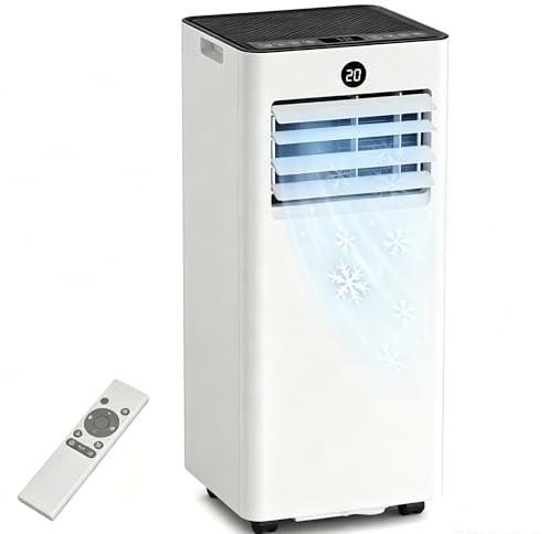 JUMMICO 9000 BTU Portable Air Conditioner with Window Kit, 4-in-1 Mobile AC Unit – Cooling, Fan, Dehumidifier & Sleep Mode, Digital Display & Remote Control, for Rooms up to 28 m²