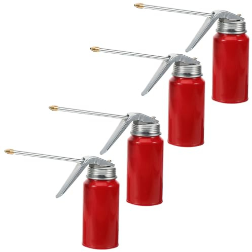 Artibetter 4er-Set Ölkannen mit Pumpe – Manuelle Öldosierflaschen aus Stahl mit langem Ausguss – Schmierkanister für Motor- und Maschinenreparaturen – 200-ml-Öler für Werkstatt oder Garage