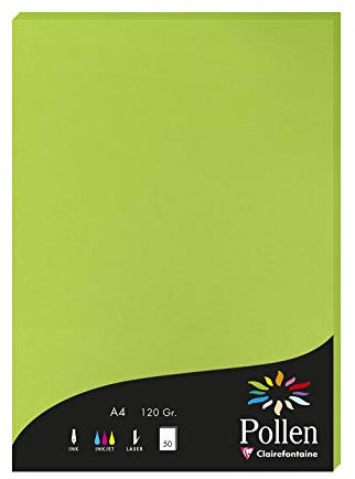 Clairefontaine 4215C Packung mit 50 Karten Pollen 120g, DIN A4, 21 x 29,7cm, Minze