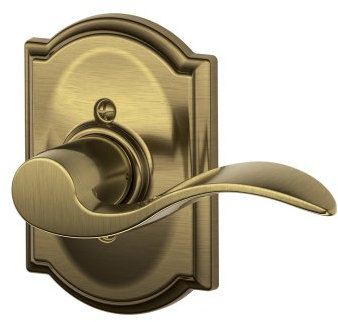 Schlage F170 Acc 609 CAM RH Camelot Collection Right Hand Accent Decorative Trim Lever, Antique Brass