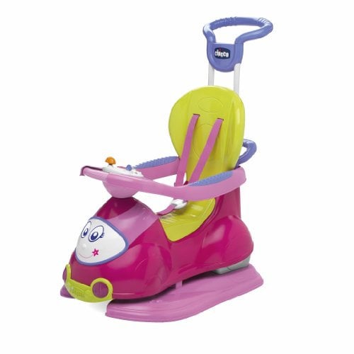 Chicco Cavalcabile Quattro per Bambini, Macchina con Centro Attività Elettronico Removibile, Modalità di Gioco 4in1, Funzione Dondolo, Rosa, Max 20 Kg, Giochi per Bambini 9 Mesi, 3 Anni