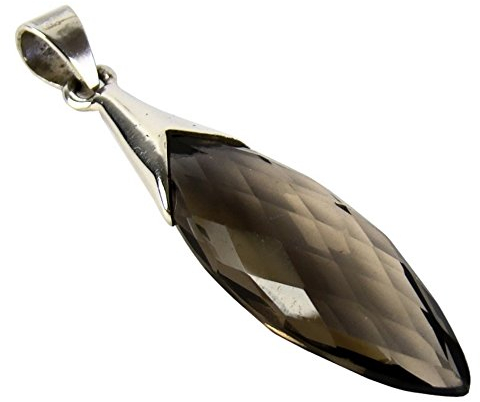 Unique Gems pendentif pour la femme Argent 925 Quatz fumé 8.6 ct Goutte marquise Art Nouveau