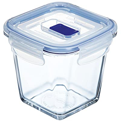 Luminarc Recipiente Cuadrado Hermético Vidrio 11,4x11,4x11cm - 75cl Apto Microondas Apto Frigorífico Tapa 4 Cierres Herméticos 100% Con Válvula