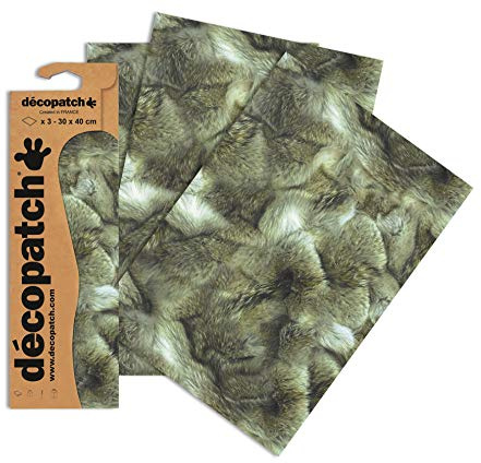 Décopatch Animal Dark Fur Print Paper, 30x40cm (Pack of 3 sheets)