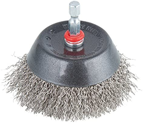 wolfcraft 2746000 Brosse Inox soucoupe queue 6 pans 1/4 6,35 x ø 75 mm