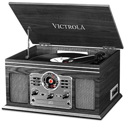 Victrola VTA-200B-GRY 6 in 1 Music Center Bluetooth CD 3 velocità Giradischi AM FM Grigio